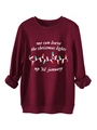 Detail van bordeaux fleece sweatshirt met feestelijke lichtjes en kersttekst - S / Bordeauxrood