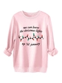 Detalle de la sudadera rosa de forro polar con luces de Navidad y estampado festivo - Rosa