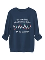 Detalle de sudadera azul marino con texto navideño e impresión gráfica festiva - Azul Marino
