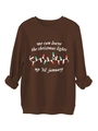 Detalle de una sudadera café con estampado de luces navideñas y letras festivas - Café