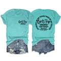 Detailed front and back view of teal cotton t-shirt with Girls Trip 2026 print - Deep Water Blue (Black Font)