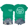 Flat lay of green cotton t-shirt with Girls Trip 2026 white graphic print front and back - Dark Green (White Font)