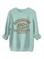 Detail of mint green sweatshirt fleece lining and vintage sourdough university print - Light Green