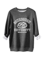 Close-up of dark grey sourdough university sweatshirt showing warm white fleece lining - Dark Gray