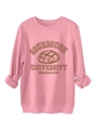 Pink sourdough university sweatshirt showing round neck and graphic print detail - Peach