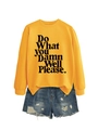 Detail of yellow crewneck sweatshirt with 'Do What You Damn Well Please' slogan print - Yellow (Black Font)