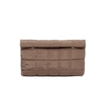 Braune gesteppte Nylon-Klappentasche mit Karomuster und goldener Hardware - Khaki
