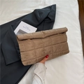 Chic quilted khaki clutch bag with classic checkered pattern and gold metal buckle - Khaki
