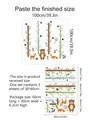 Size guide for forest animals wall sticker showing layouts and final dimensions - 30*60cm*3PCS