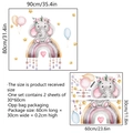Détails techniques du sticker éléphant et arc-en-ciel avec dimensions finales de 90x80cm - Style Éléphant Arc-en-ciel (MS4080ZC)