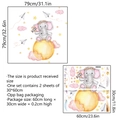 Stickers muraux éléphant et lune avec dimensions finales de 79x79cm pour enfant - Style Éléphant Lune (MS4081-ZC)