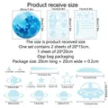 Tabla de tallas para pegatinas de pared de planetas con medidas de luna y cohete - Estilo Planetas Luna Espacio / 20*20cm + 20*15cm * 2 Hojas / Azul Fluorescente
