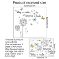 Detail showing dandelion butterfly wall decal layout and motivational text dimensions - 30*40cm