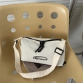 Minimalist beige crossbody square bag with FANYISSA logo and adjustable wide strap - White