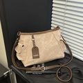 Schicke Canvas-Leder-Tasche in Beige und Kaffee, minimalistischer Business-Stil - Khaki