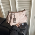 Sac fourre-tout vintage rose avec lanières brunes et poche latérale pour le quotidien - Rose
