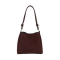 Minimalist dark brown suede tote bag with knotted shoulder straps and large capacity - Coffee