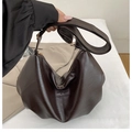 Vintage dark brown wrinkled hobo bag with adjustable shoulder strap and gold zipper - Coffee without Pendant