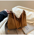 Grand sac cabas vintage en daim marron foncé avec bandoulières réglables - Marron
