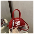 Borsa bowling rossa lucida con stampa Los Angeles 95 bianca e tre strisce - Rosso