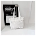 Borsa tote in velluto a coste bianco con tasca frontale e scomparti laterali per pendolari - Bianco