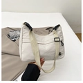 Borsa a tracolla impermeabile in nylon bianco crema con tracolla regolabile trendy - Bianco Sporco