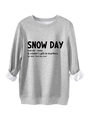 Detail of light grey fleece sweatshirt showing soft inner lining and snow day print - S / Light Gray