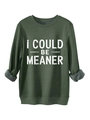 Detailaufnahme des Fleecefutters eines dunkelgrünen Sweatshirts mit Spruch-Aufdruck - S / Armeegrün