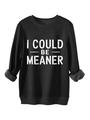 Detail of black sweatshirt showing thick grey fleece lining and white printed letters - Black