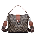 Vintage brown monogram bucket bag with double straps and luxury letter patterns - Dark MI Style