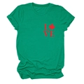 Détail d'un t-shirt en coton vert avec imprimé graphique LOVE et feuille d'érable - S / Vert Foncé