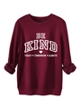 Detail des weinroten Fleecefutters am Ärmelbündchen des Be Kind Sweatshirts - S / Burgunderrot