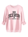 Gros plan détaillé du sweat à capuche rose avec texte imprimé Be Kind Today Tomorrow - Rose