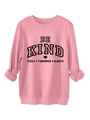 Détail du sweat rose Be Kind Today avec poignets côtelés et texture en coton doux - Pêche
