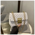 Bolso bandolera blanco de cuero sintético con monograma M gris y cadena dorada - Blanco