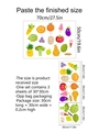 Detailed size guide for cartoon fruit and vegetable wall decals set for kitchen decor - 30*30cm*3 Sheets