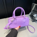 Glossy purple jelly Boston bag with dual handles and wide shoulder strap - Purple