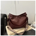 Retro burgundy tote bag with a wide bohemian patterned strap and gold hardware accents - Red