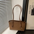Brown leopard print tote bag in soft faux suede with textured animal pattern - Brown