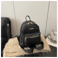 Mini zaino nero in pelle intrecciata con cerniere dorate e design minimalista chic - Nero
