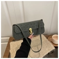 Sac sous le bras à motif léopard avec boucle dorée en cuir mat vert foncé élégant - Vert