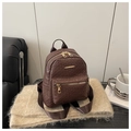 Mini zaino da donna in ecopelle intrecciata marrone scuro con finiture dorate - Marrone