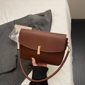 Borsa a spalla marrone stile vintage in finta pelle con fibbia in metallo dorato - Marrone