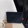 Fashionable dark corduroy shoulder bag with red FASHION label for women in 2025 - Black