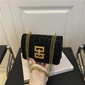 Vintage crossbodytas met luipaardprint, gouden ketting en metalen sluiting - Zwart