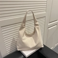 Minimalist cream white PU leather tote bag with smooth texture for daily commuting - Off White
