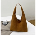 Grande borsa tote in pelle scamosciata marrone dal design retrò casual per le donne - Marrone
