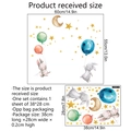 Luminous rabbit wall sticker set with colorful balloons and stars for nursery decor - 28*38cm