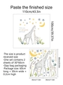Muurstickers met giraf maan en sterren voor decoratie van kinderkamer 110x100cm - Giraffe Maan Sterren