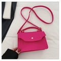 Mini rose pink felt crossbody bag with rhombus woven pattern and golden button - Rose Red
